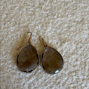 Stella & Dot Gold Frame Smoky Teardrop Earrings